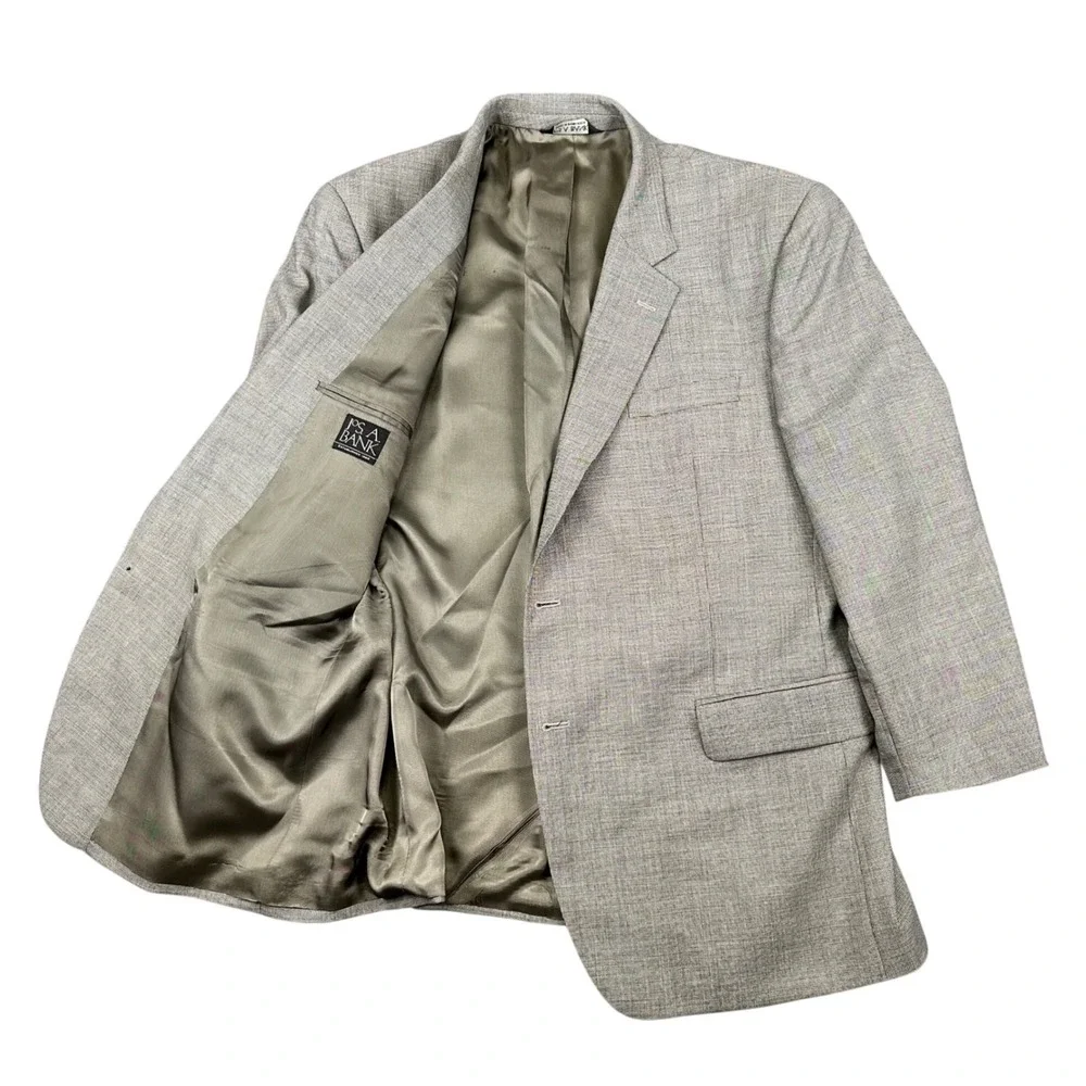 Jos. A. Bank Mens 48R Gray 100% Wool Two Button Blazer Sport Coat Classic Fit